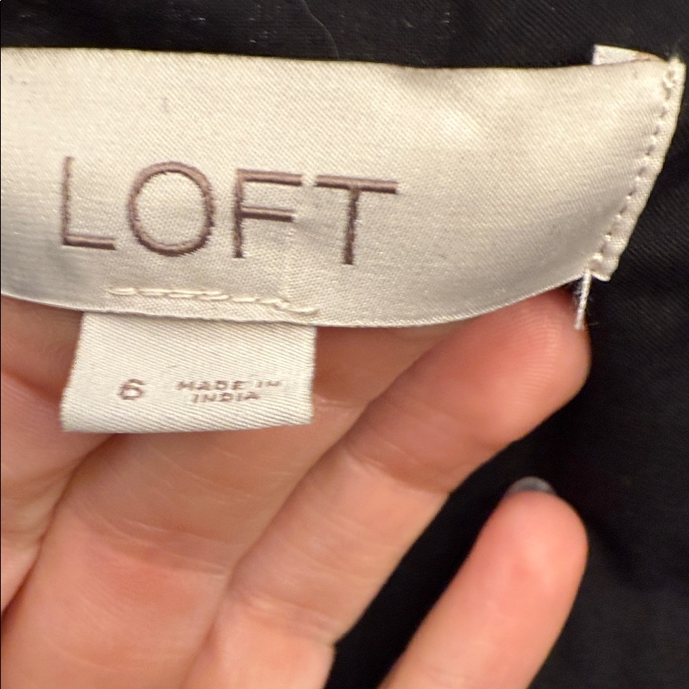 LOFT Black Midi Linen Dress - Picture 2 of 3